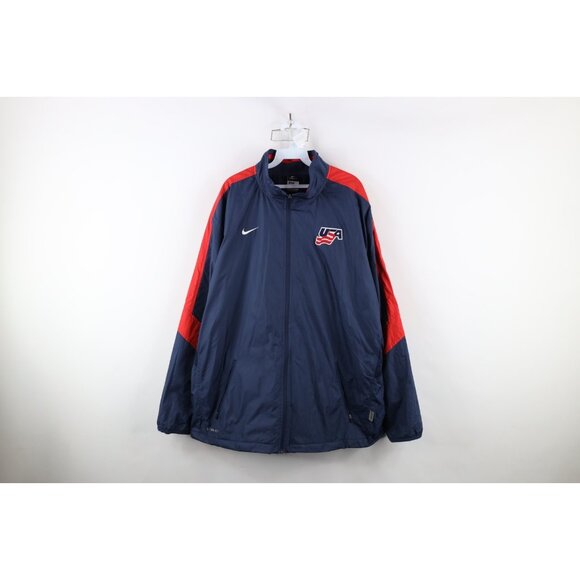 Vtg Nike Mens XL Team Issued USA Hockey Fleece Lined Full Zip Jacket Storm Fit